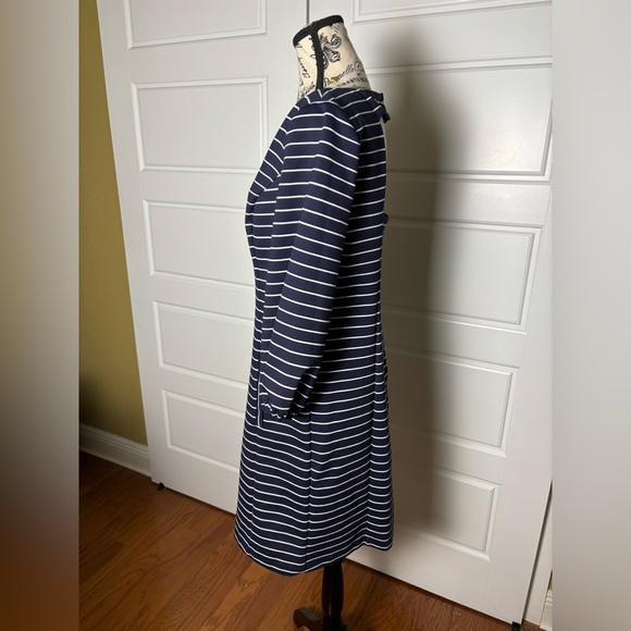 NWT Eliza J 3/4 Sleeve Striped Navy and White Cut-Out Shift Dress - Picture 7 of 16